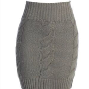 JLUXLABEL Charcoal Cable Knit Pencil Skirt